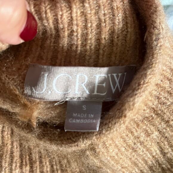 J. Crew Women's Tan Supersoft Rollneck Sweater Boxy Cropped Fit Size Small - Picture 3 of 7